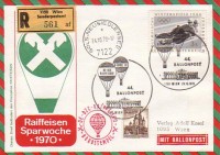 44. Ballonpost Reko Wien 24.10.1970 OE-DZC Raiffeisen Brief